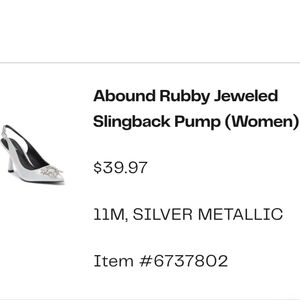 Abound Silver Metallic Jeweled Slingback Heels SIZE 11M BRAND NEW WITH BOX